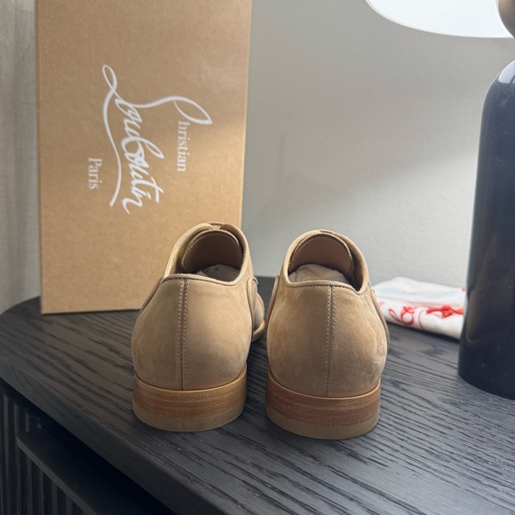 Christian Louboutin Greggory Lace-Up Dress Shoes Suede Tan 44 - Picture 6 of 7